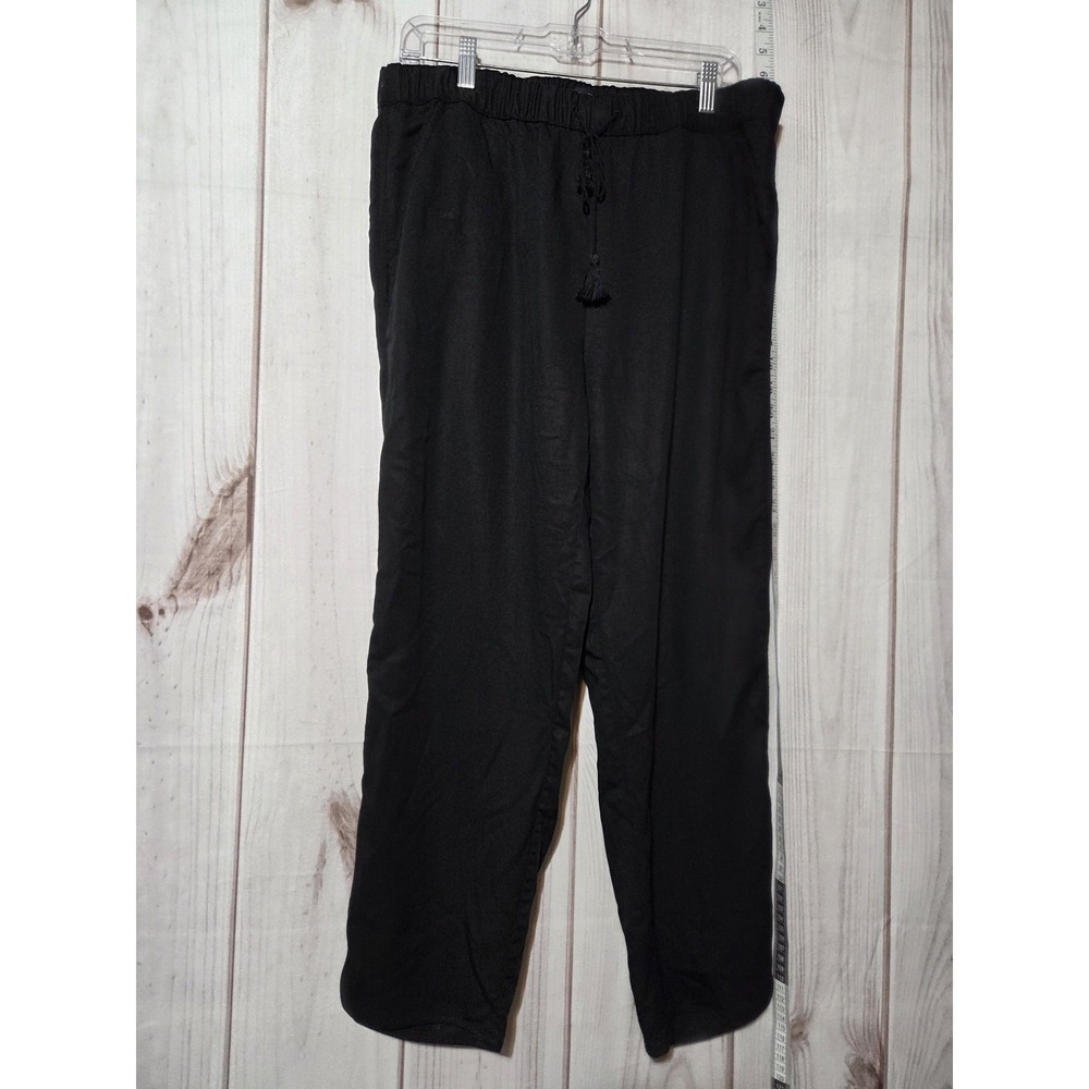 Madewell Pants Womens Large Black Lyocell Pull On Crop Elastic Waist Drawstring
